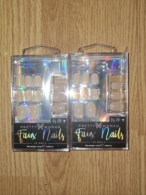 Faux Nails - Neutral Beige Press-On Nail Set (24 Nails) 2 Boxes